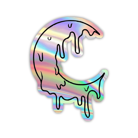 Melting Moon Holographic Sticker - sticckiz.com