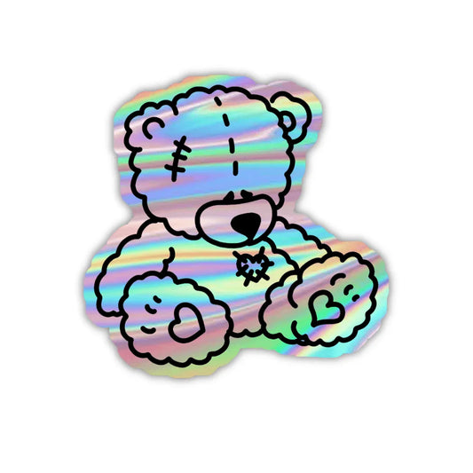Aesthetic Bear Holographic Sticker - sticckiz.com