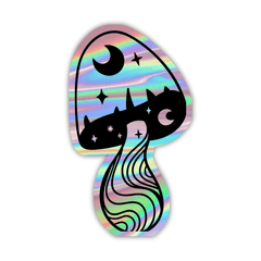 Aesthetic Mashroom Holographic Sticker - sticckiz.com
