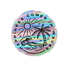 Happiness Comes in waves Holographic Sticker - sticckiz.com