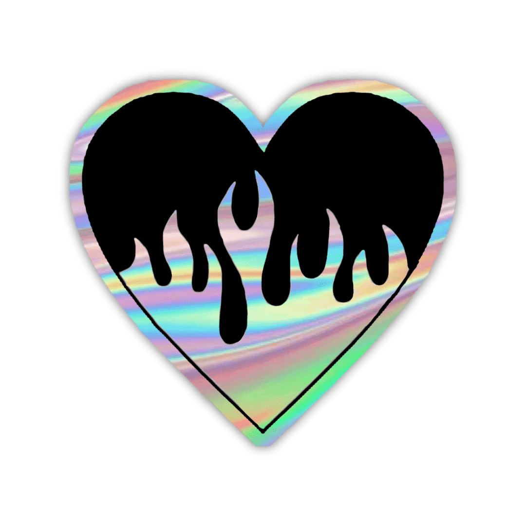 Heart With Fire Holographic Sticker - sticckiz.com