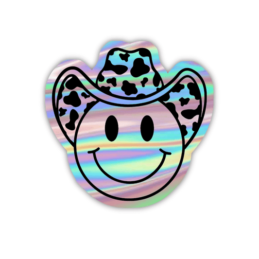 Smiley with Hat Holographic Sticker - sticckiz.com