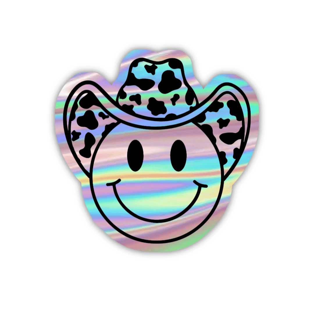 Smiley with Hat Holographic Sticker - sticckiz.com