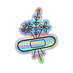 Band-Aid With Flower Holographic Sticker - sticckiz.com