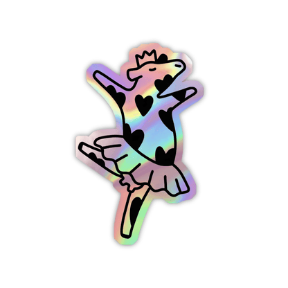 Cute Dancing Cow Holographic Sticker - sticckiz.com