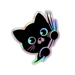 Black Kitty Holographic Sticker - sticckiz.com