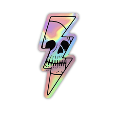 Lightning Skull Holographic Sticker - sticckiz.com