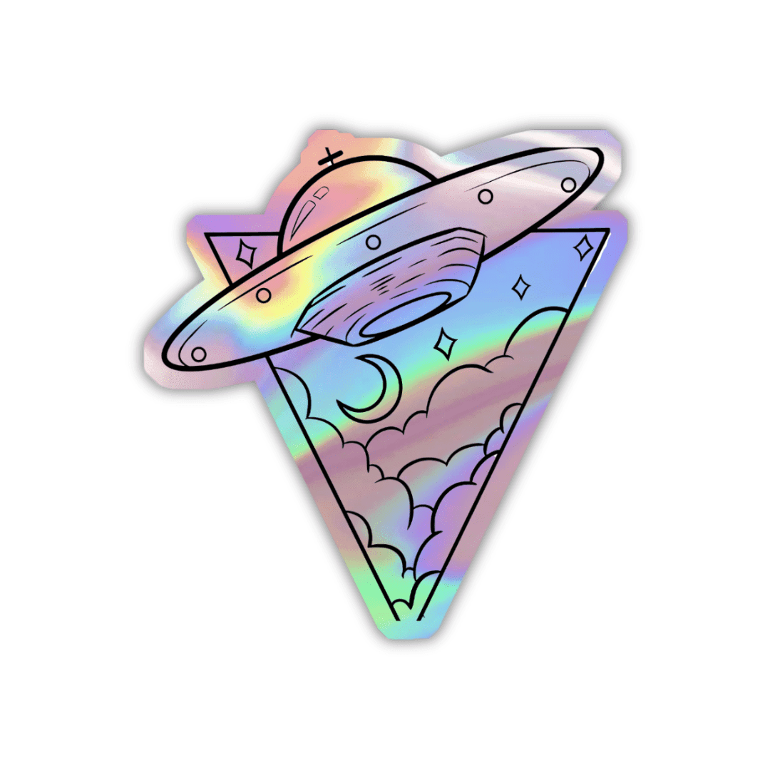 Alien Spaceship (UFO) Holographic Sticker - sticckiz.com