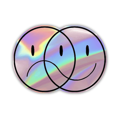 Happy/ Sad smiley face Holographic Sticker - sticckiz.com