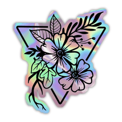 Triangle of Flowers Holographic Sticker - sticckiz.com