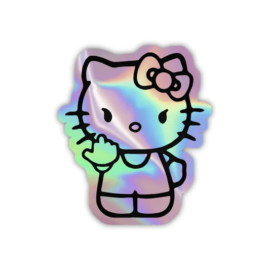 Angry Kitty Holographic Sticker - sticckiz.com