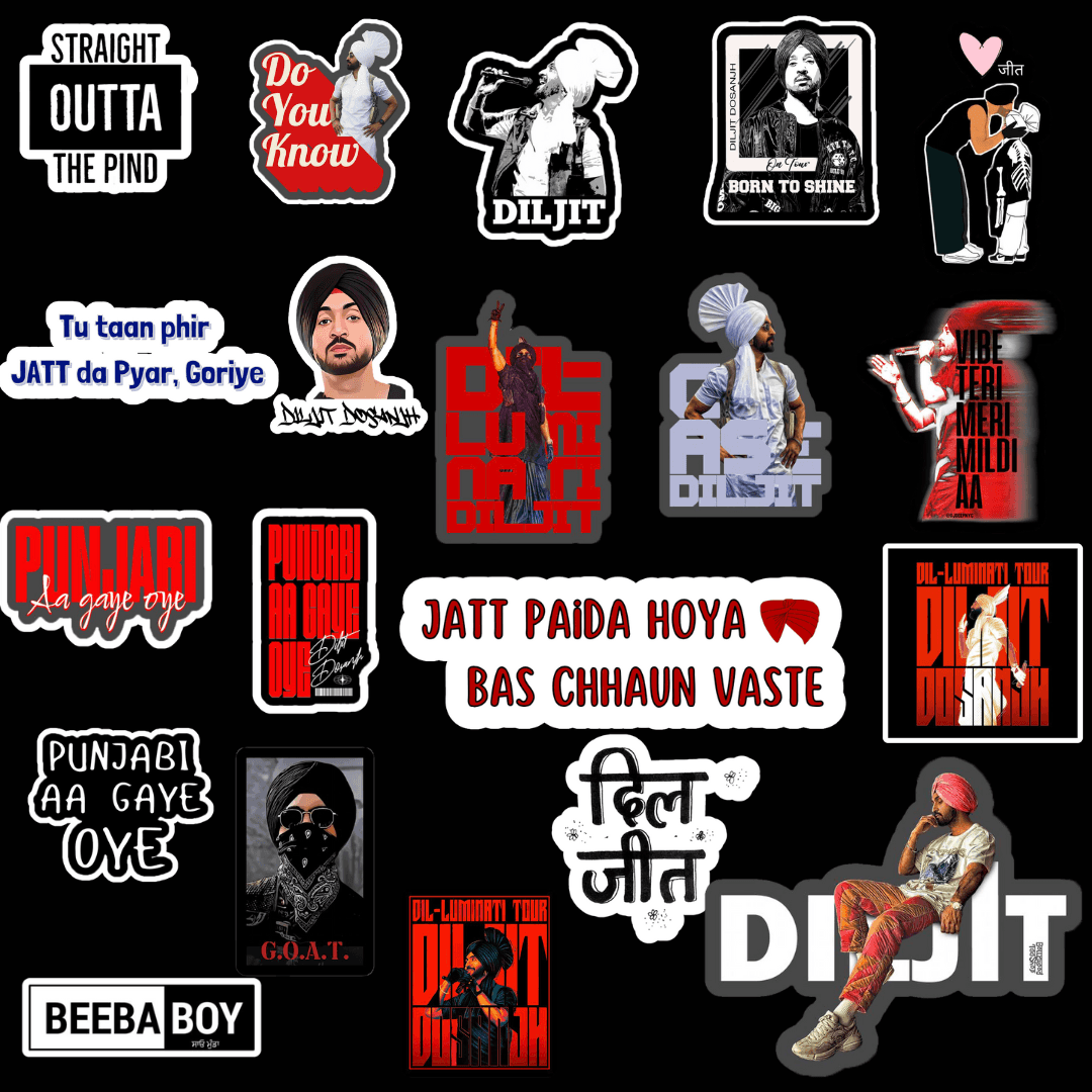 DILJIT DOSANJH STICKER PACK (20 STICKERS) - sticckiz.com