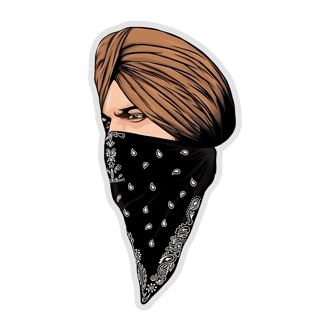 Sidhu Moosewala covered face Sticker - sticckiz.com