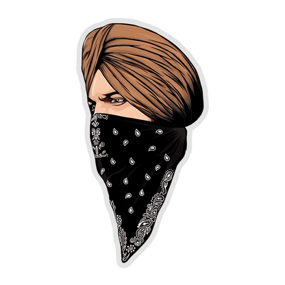 Sidhu Moosewala covered face Sticker - sticckiz.com