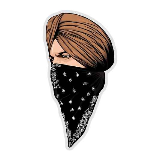 Sidhu Moosewala covered face Sticker - sticckiz.com