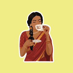 Indian Girl with Tea Sticker - sticckiz.com