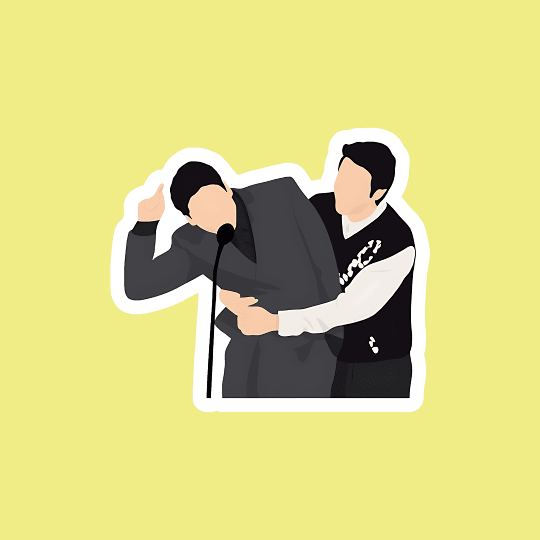 Korean Artist Hugging eachother Sticcker - sticckiz.com