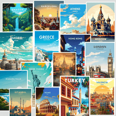World famous places Card Sticker ( Pack of 15 )