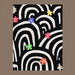 BLACK & WHITE RAINBOW WITH FLOWER Poster - sticckiz.com