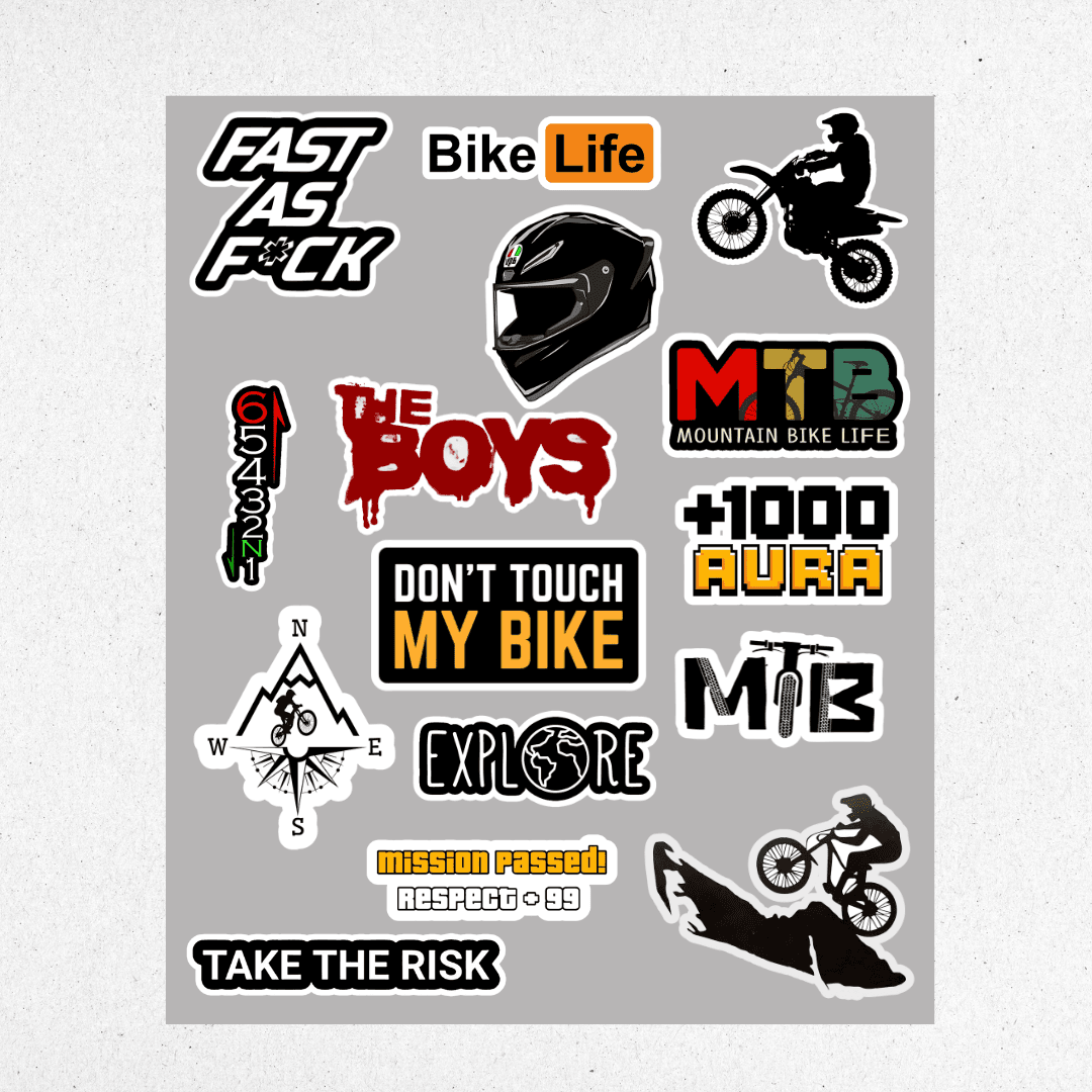 bike mini sticker sheet 1 - sticckiz.com