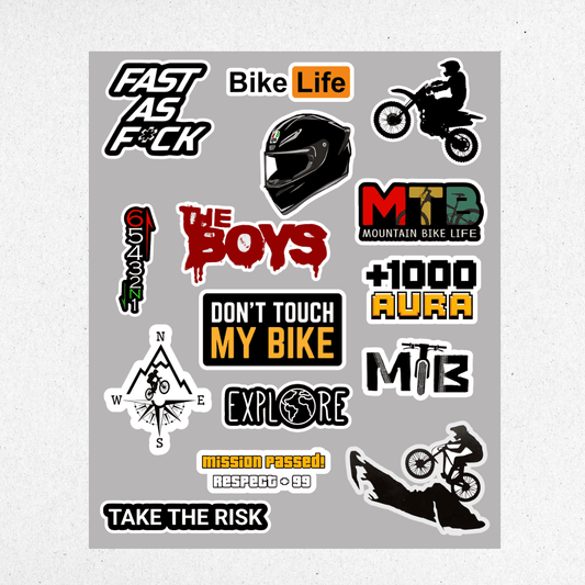 bike mini sticker sheet 1 - sticckiz.com