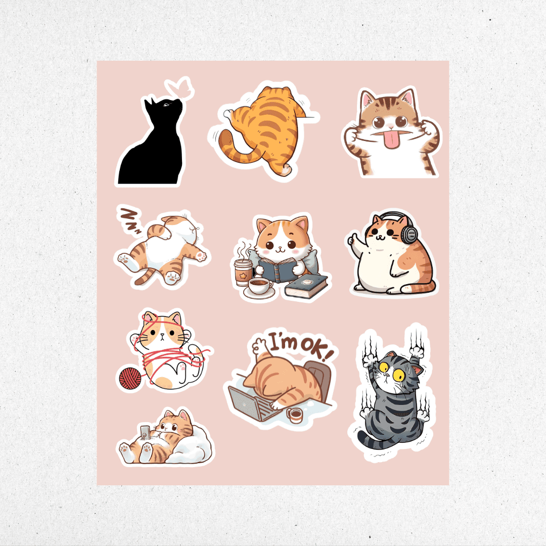 cat mini sticker sheet 1 - sticckiz.com