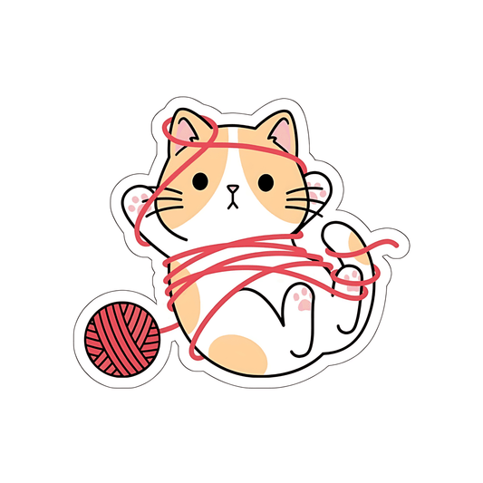 Cute Kitten With Woollen Sticker - sticckiz.com