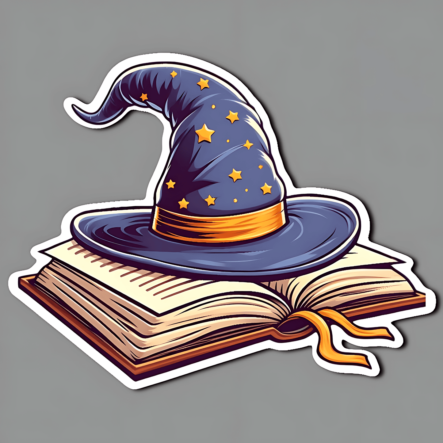 Witch Hat With Book Sticker - sticckiz.com
