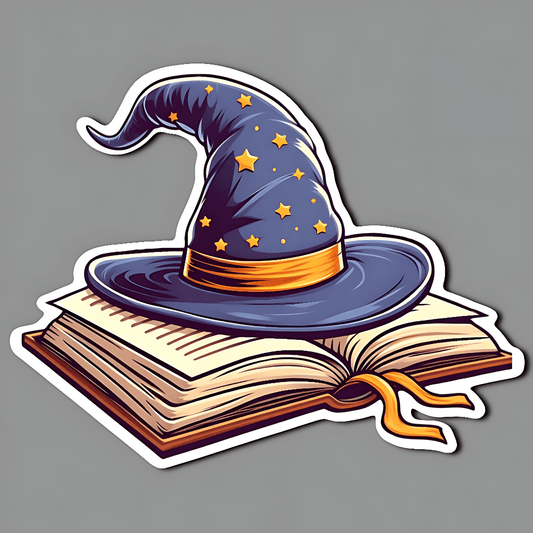 Witch Hat With Book Sticker - sticckiz.com