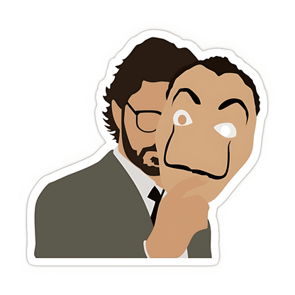 Money Heist Professor Mask Sticker - sticckiz.com