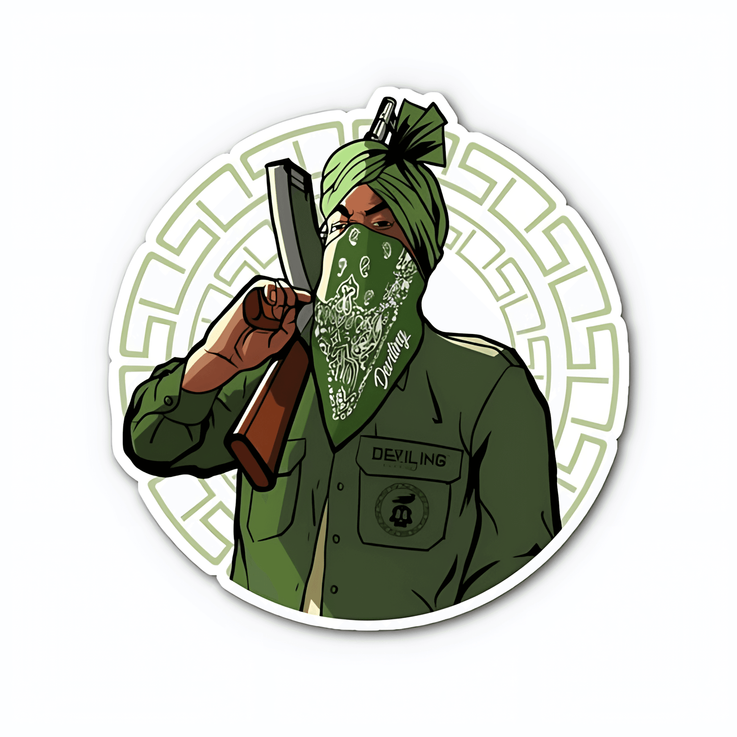 Punjabi Man With Gun Sticker - sticckiz.com