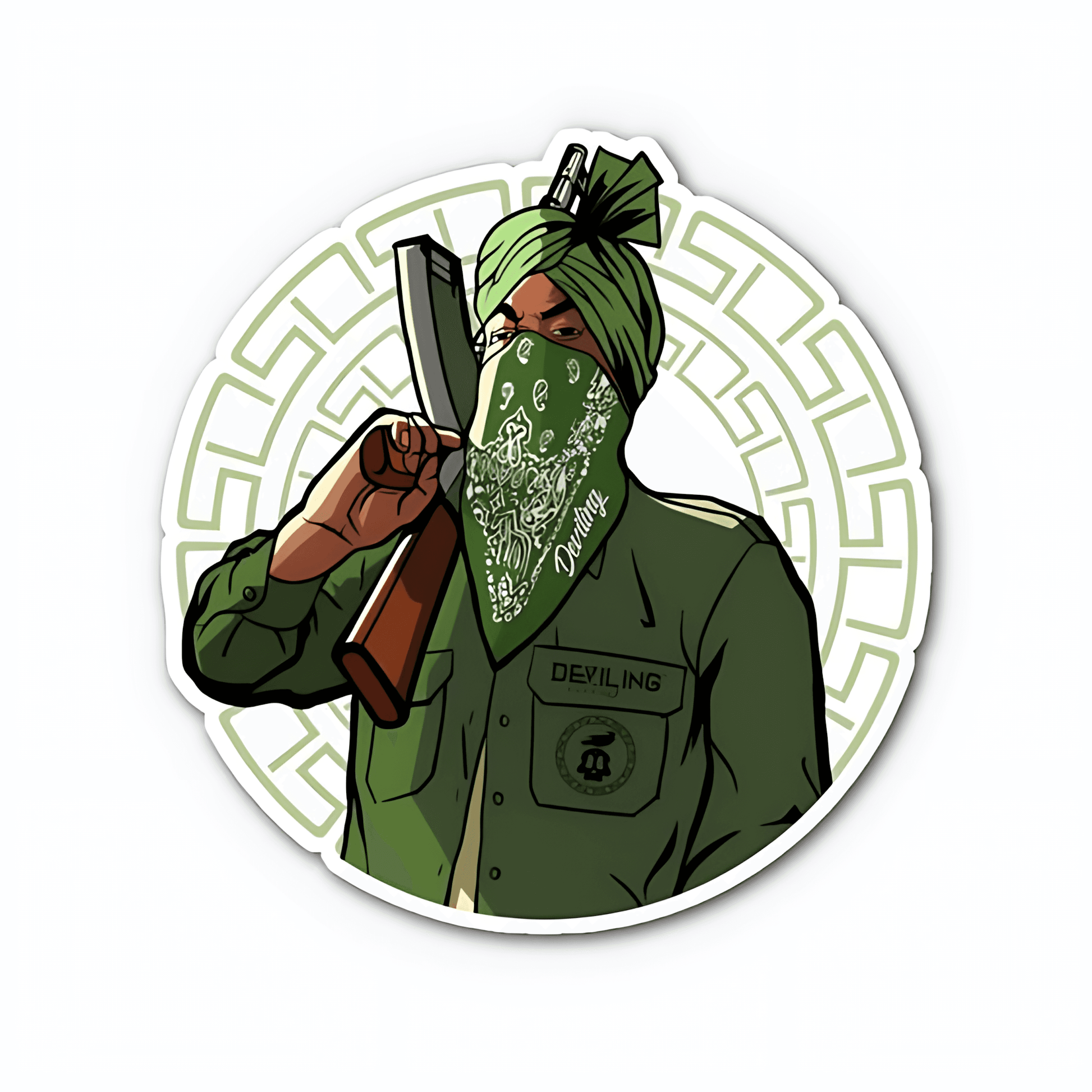 Punjabi Man With Gun Sticker - sticckiz.com
