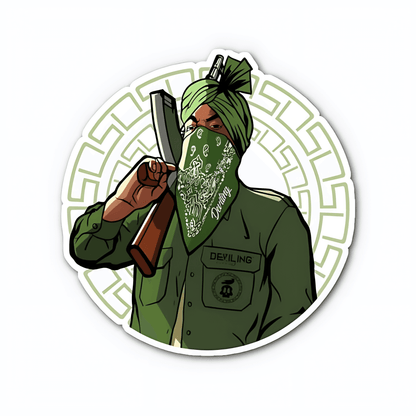 Punjabi Man With Gun Sticker - sticckiz.com