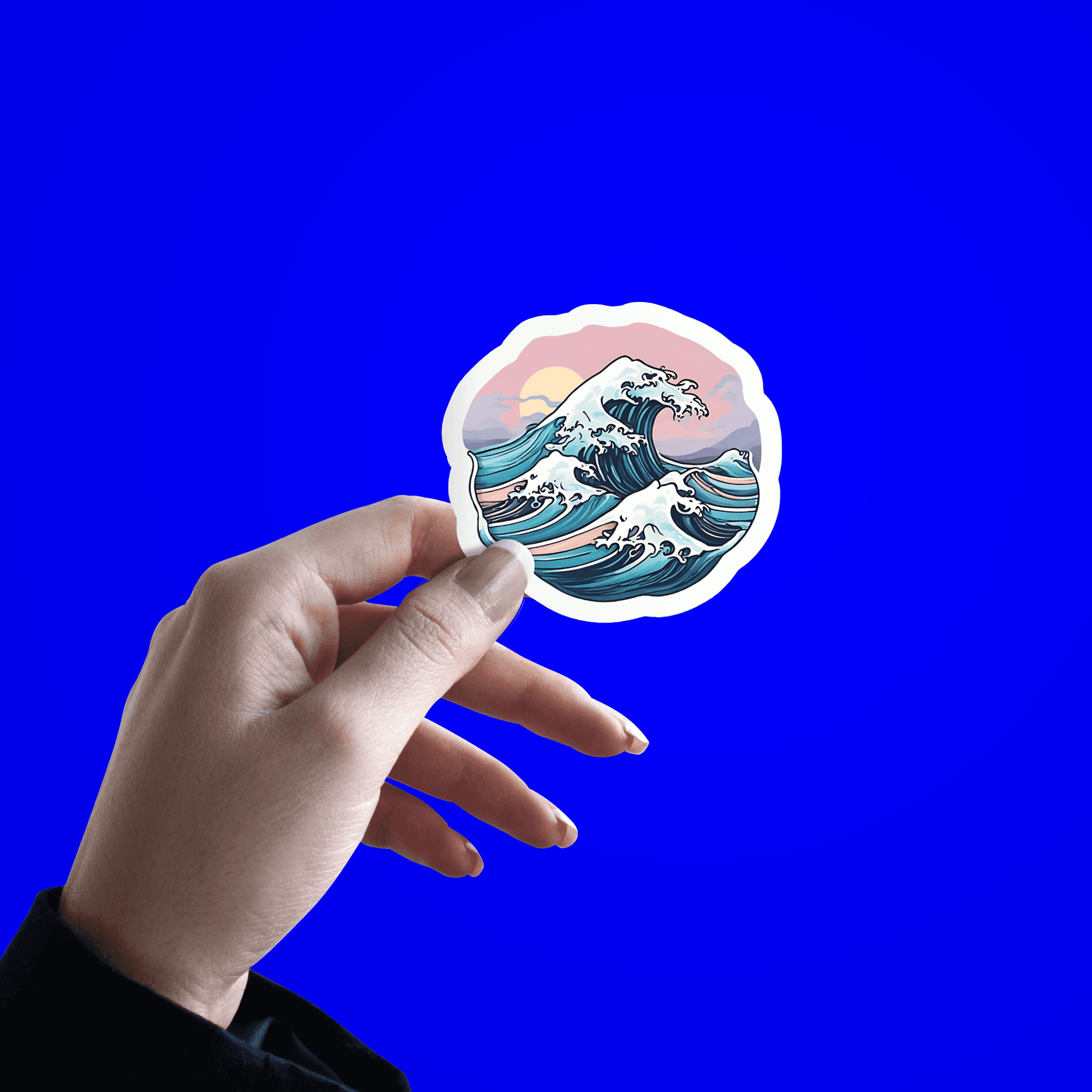 Ocean Waves Round Sticker - sticckiz.com