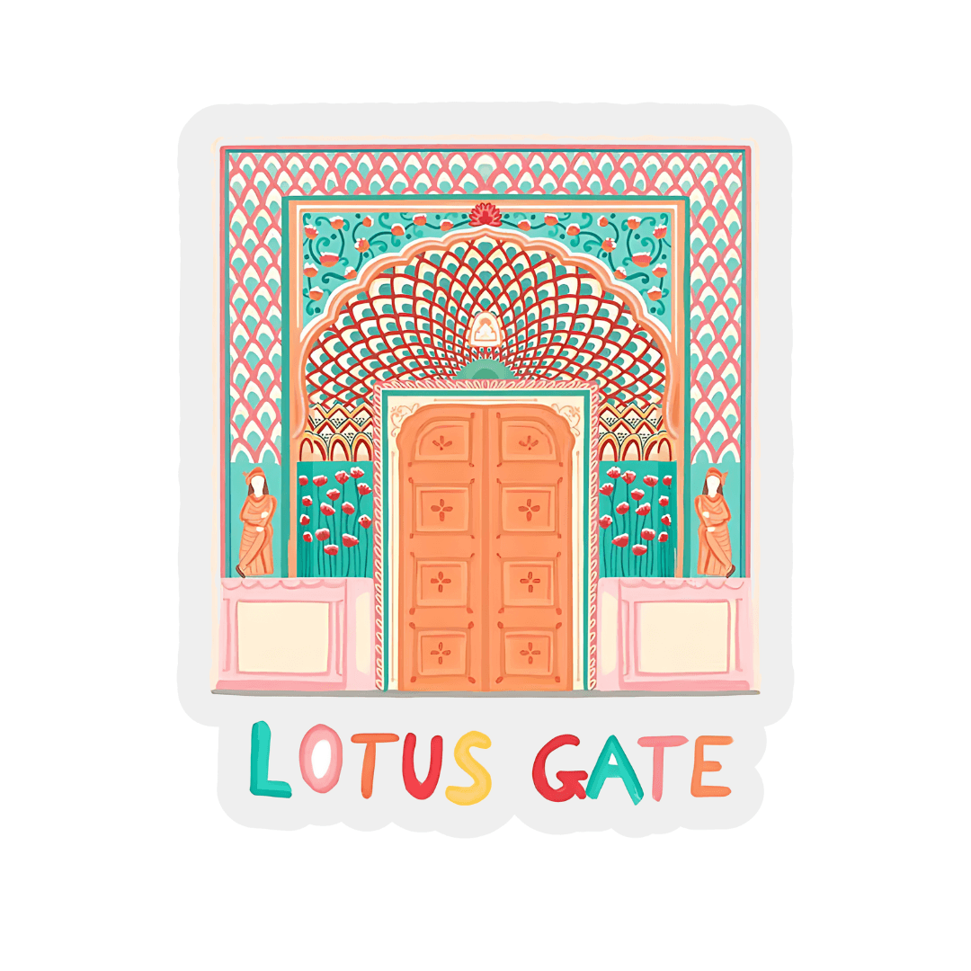 Jaipur Lotus Gate Sticker - sticckiz.com