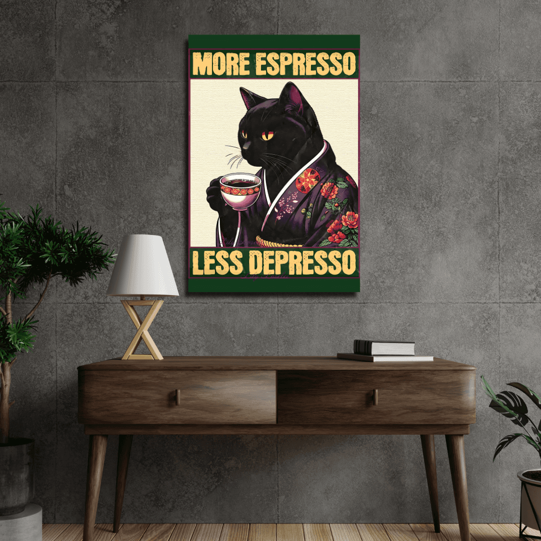 More espresso less depresso cat poster - sticckiz.com