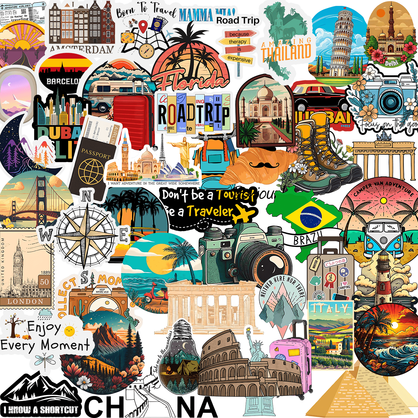 Travelling Sticker pack (50 stickers) - sticckiz.com