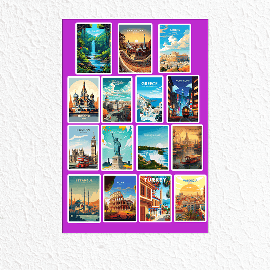 World famous places Mini Sticker Sheet 1 - sticckiz.com