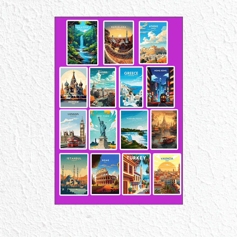 World famous places Mini Sticker Sheet 1 – sticckiz.com