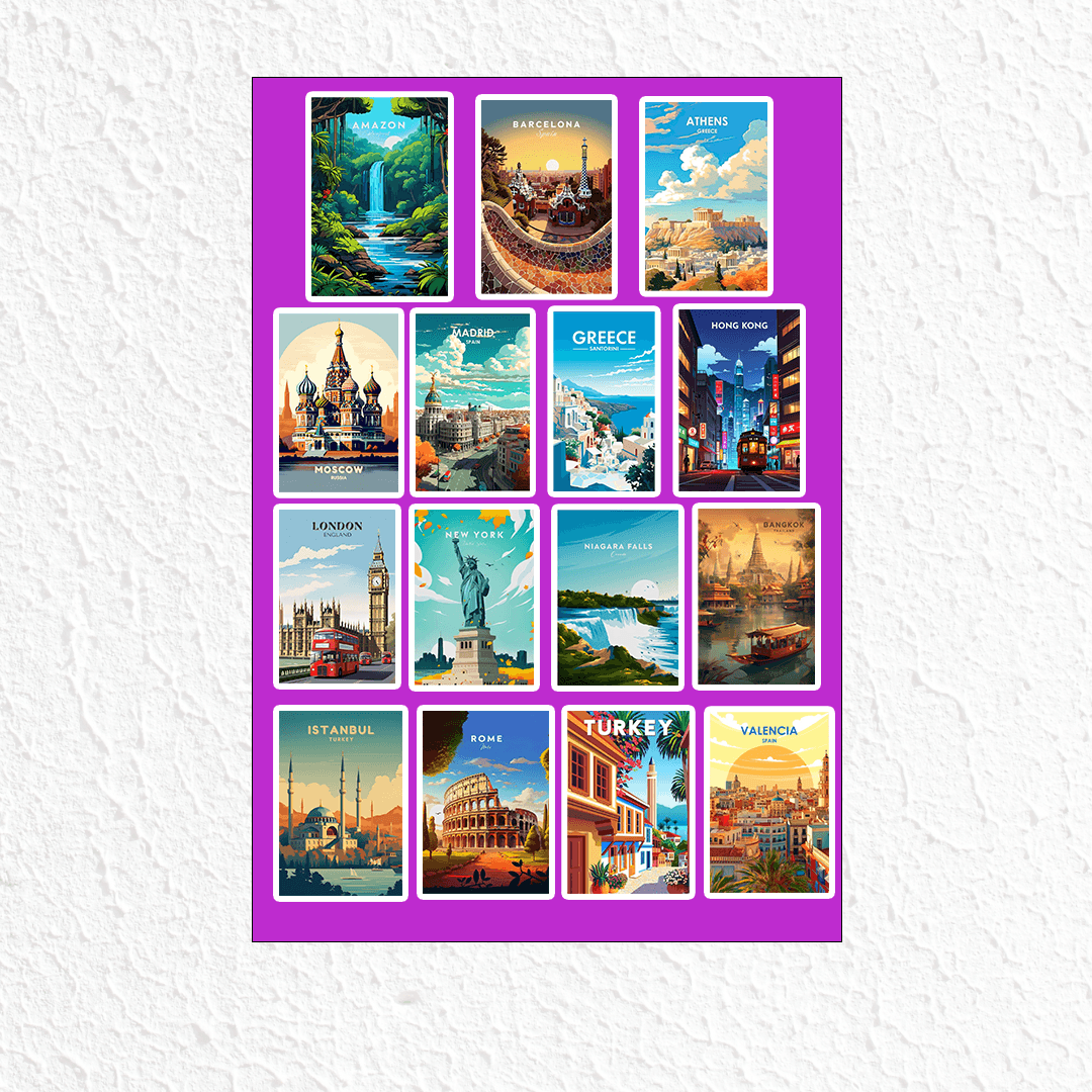 World famous places Mini Sticker Sheet 1 - sticckiz.com